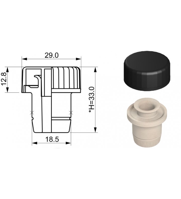 N°10 Tappo Versatore Salvagoccia per BOTTIGLIE BORDOLESI vino olio d.18,5 mm