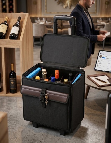 Wine 6-bottle refrigerated trolley, made in Italy