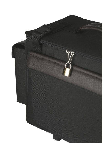 Trolley porta bottiglie refrigerato per 12 bottiglie di vino, particolare lucchetto