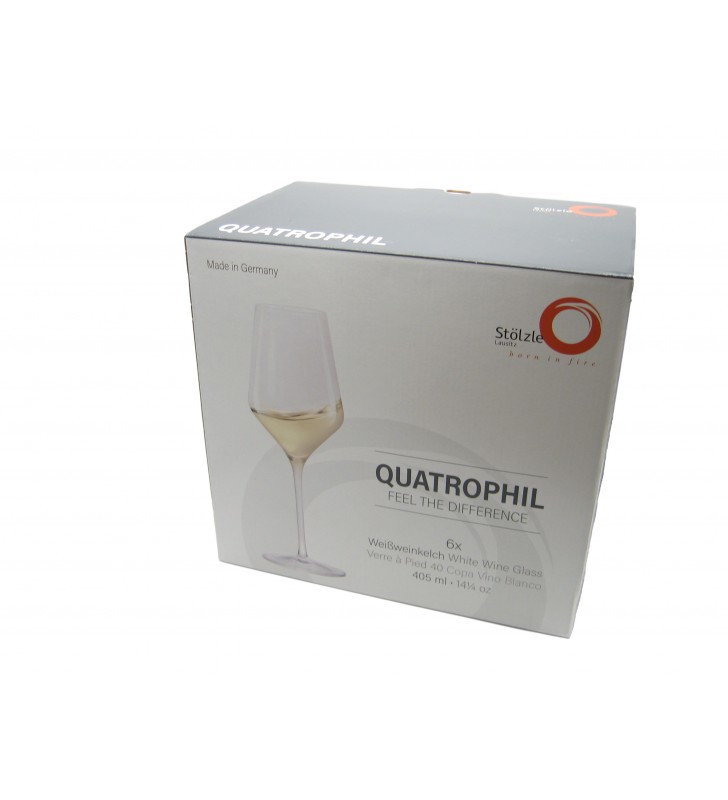 Verres à vin blanc Quatrophil 40,5 cl, Cristal, Stolzle, 6 pièces Verres à vin blanc Quatrophil 40,5 cl, Cristal, Stolzle, 6 pièces