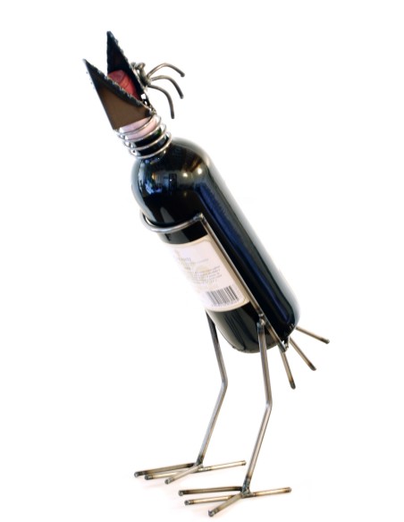 Weinflaschenhalter Rabe aus Metall