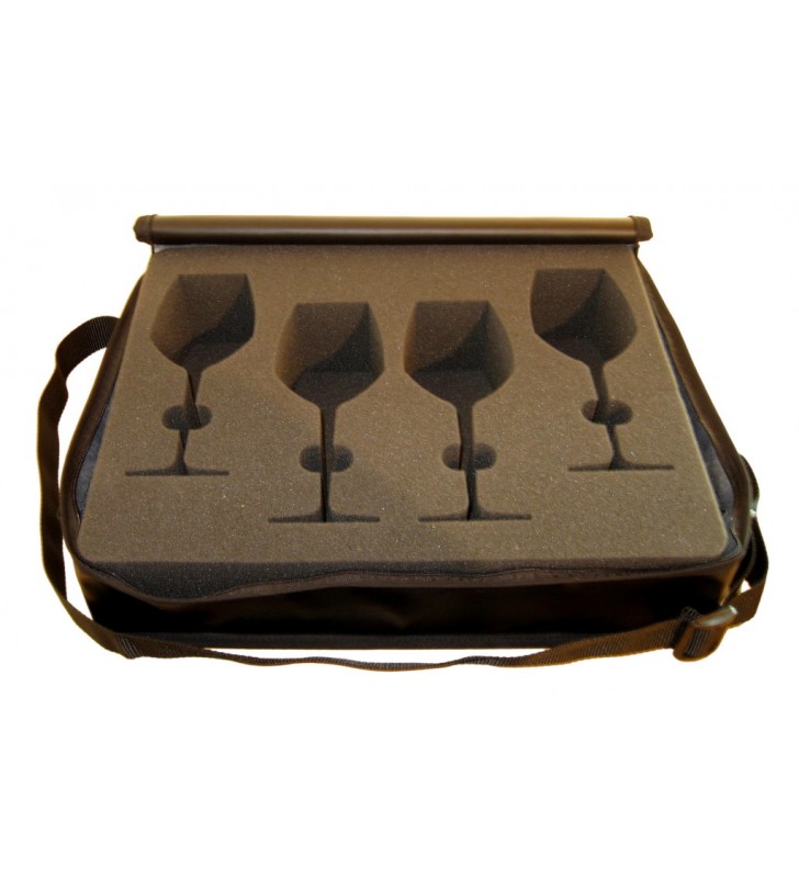 Valise de transport premium pour 4 verres à degustation, 1 tire-bouchon, en simili cuir noir Valise de transport premium pour 4 verres à degustation, 1 tire-bouchon, en simili cuir noir