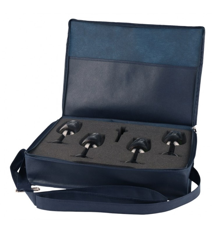Valise de transport pour 4 verres INAO, 1 tire-bouchon, en tissus non tissé Valise de transport pour 4 verres INAO, 1 tire-bouchon, en tissus non tissé
