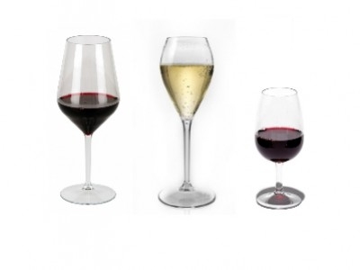 Elegant plastic glasses for outdoor wine tasting 